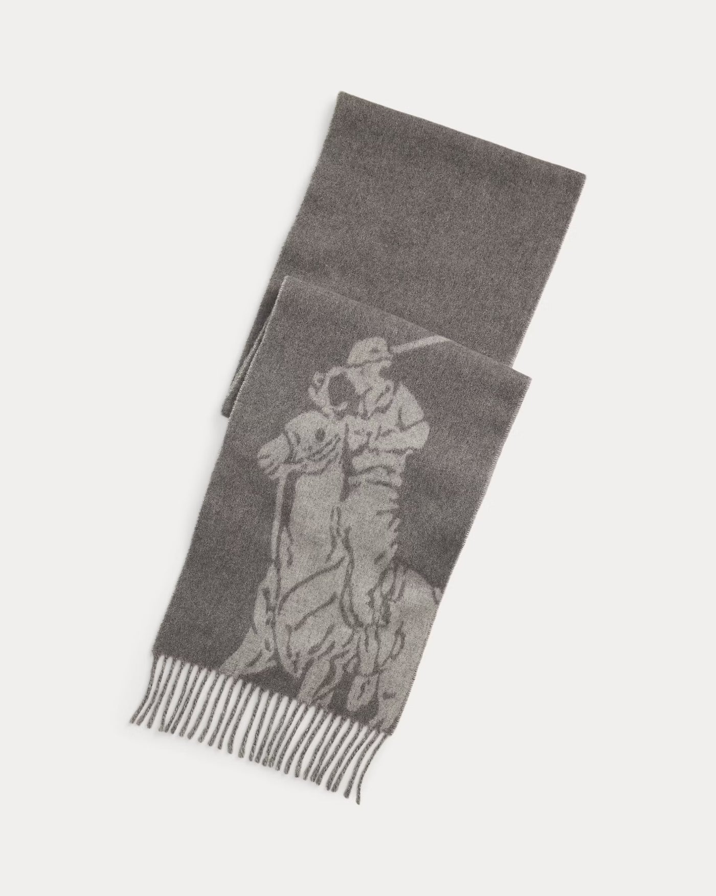 Ralph Lauren Big Pony Wool-Blend Scarf | Med Grey/Light Grey