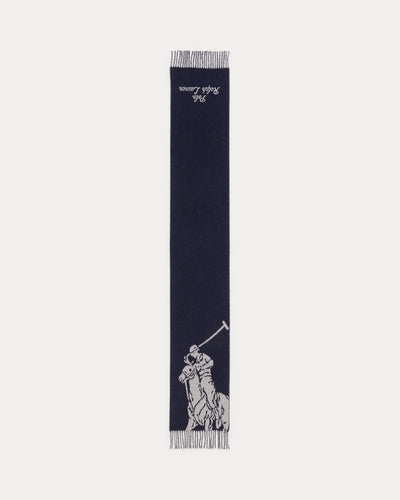 Ralph Lauren Big Pony Wool-Blend Scarf | Navy/Grey