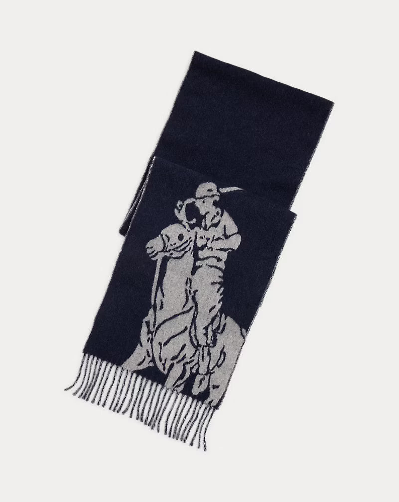 Ralph Lauren Big Pony Wool-Blend Scarf | Navy/Grey