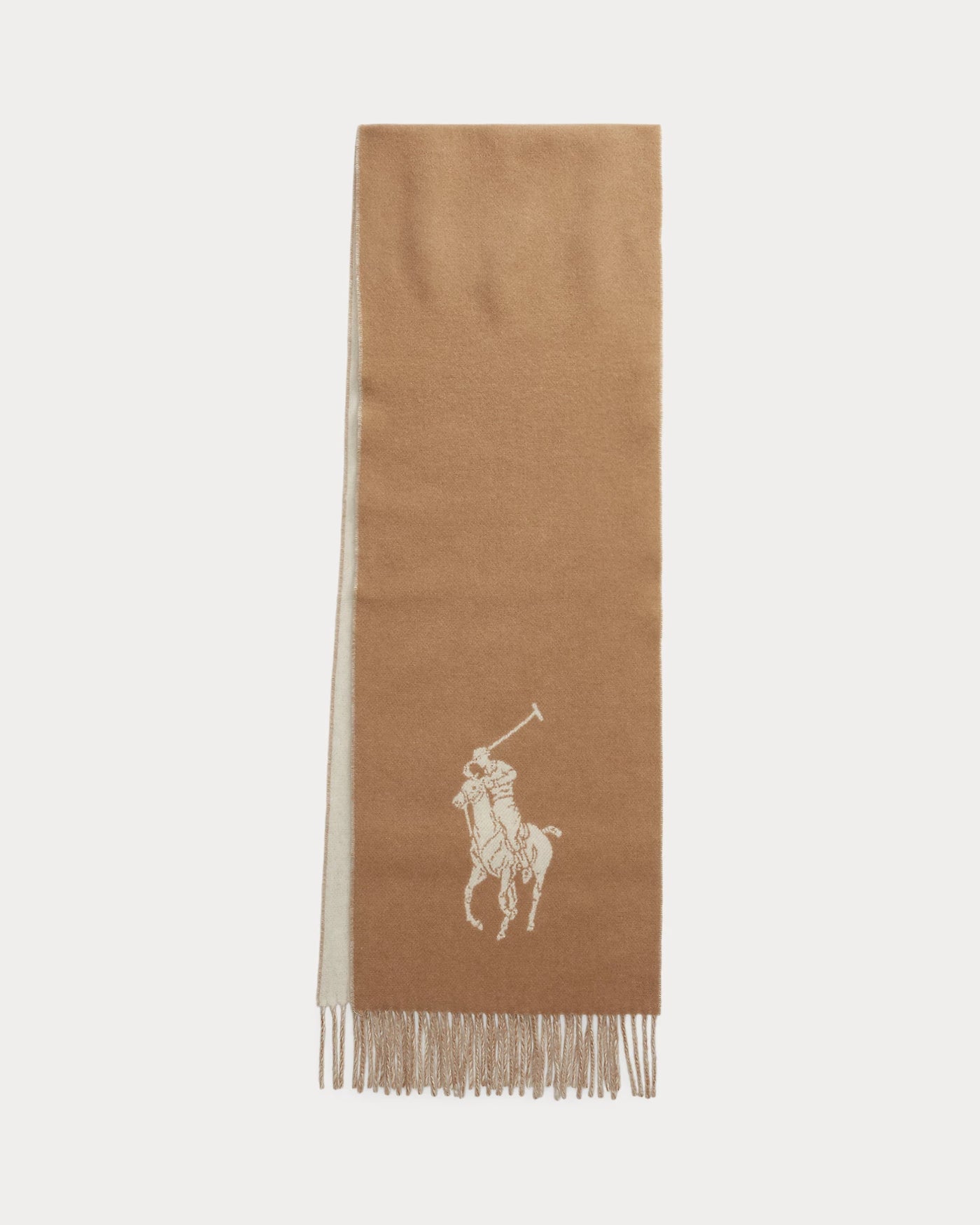 Ralph Lauren Big Pony Wool Scarf | Camel/Cream