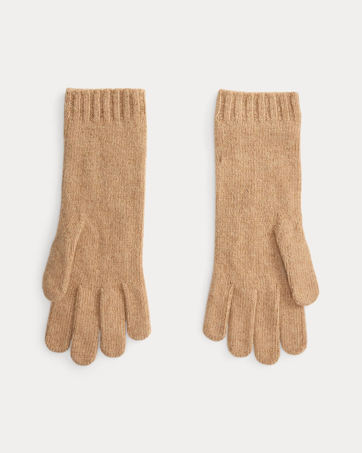 Ralph Lauren Cable-Knit Wool-Cashmere Gloves | Camel