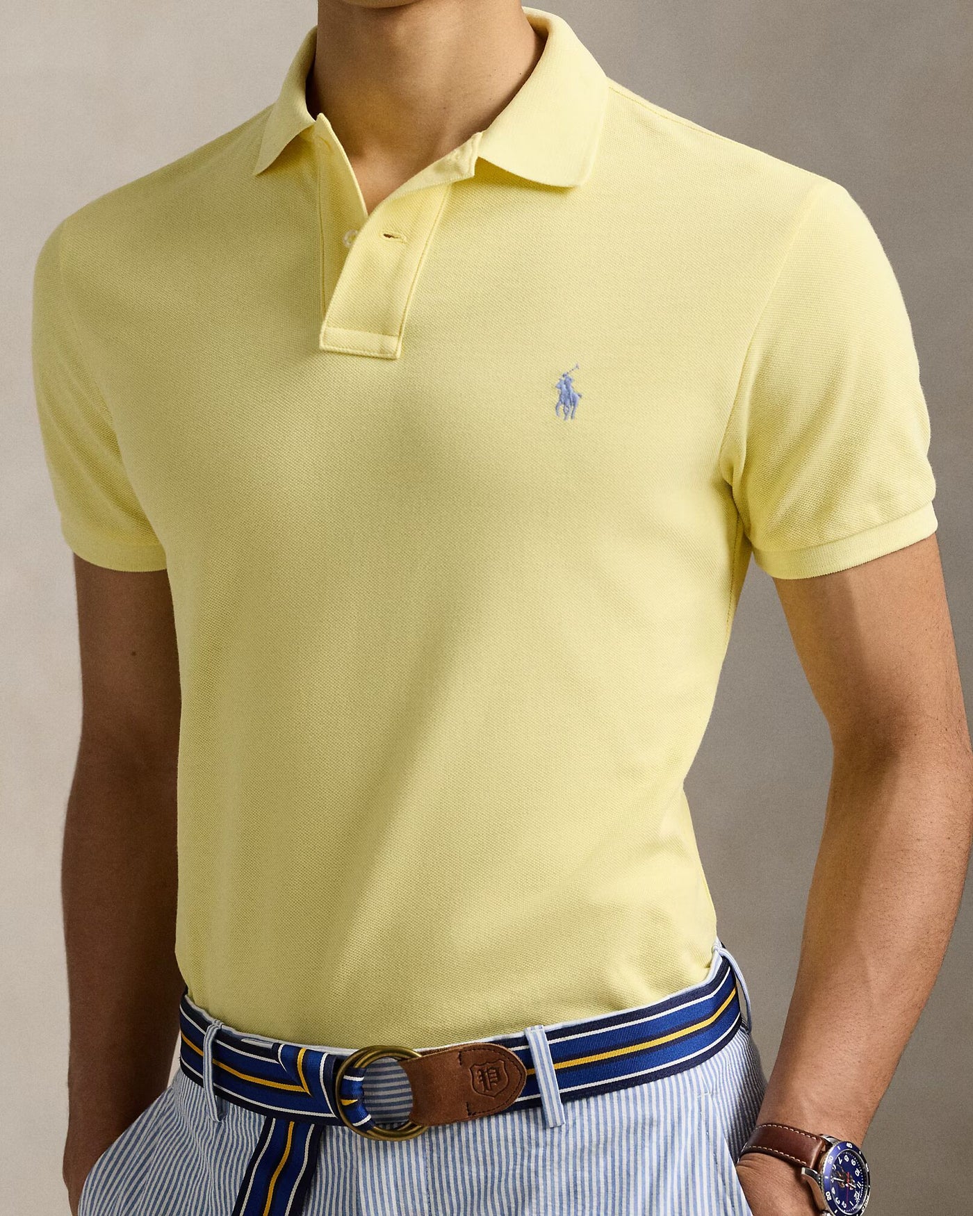 Ralph Lauren Custom Slim Fit Mesh Polo Shirt | Resort Gold