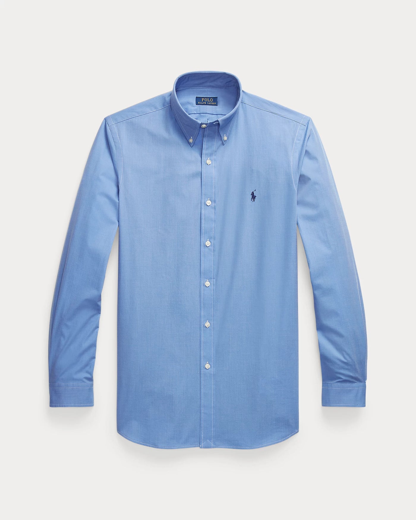 Ralph Lauren Custom Fit Stretch Poplin Shirt | Blue End on End