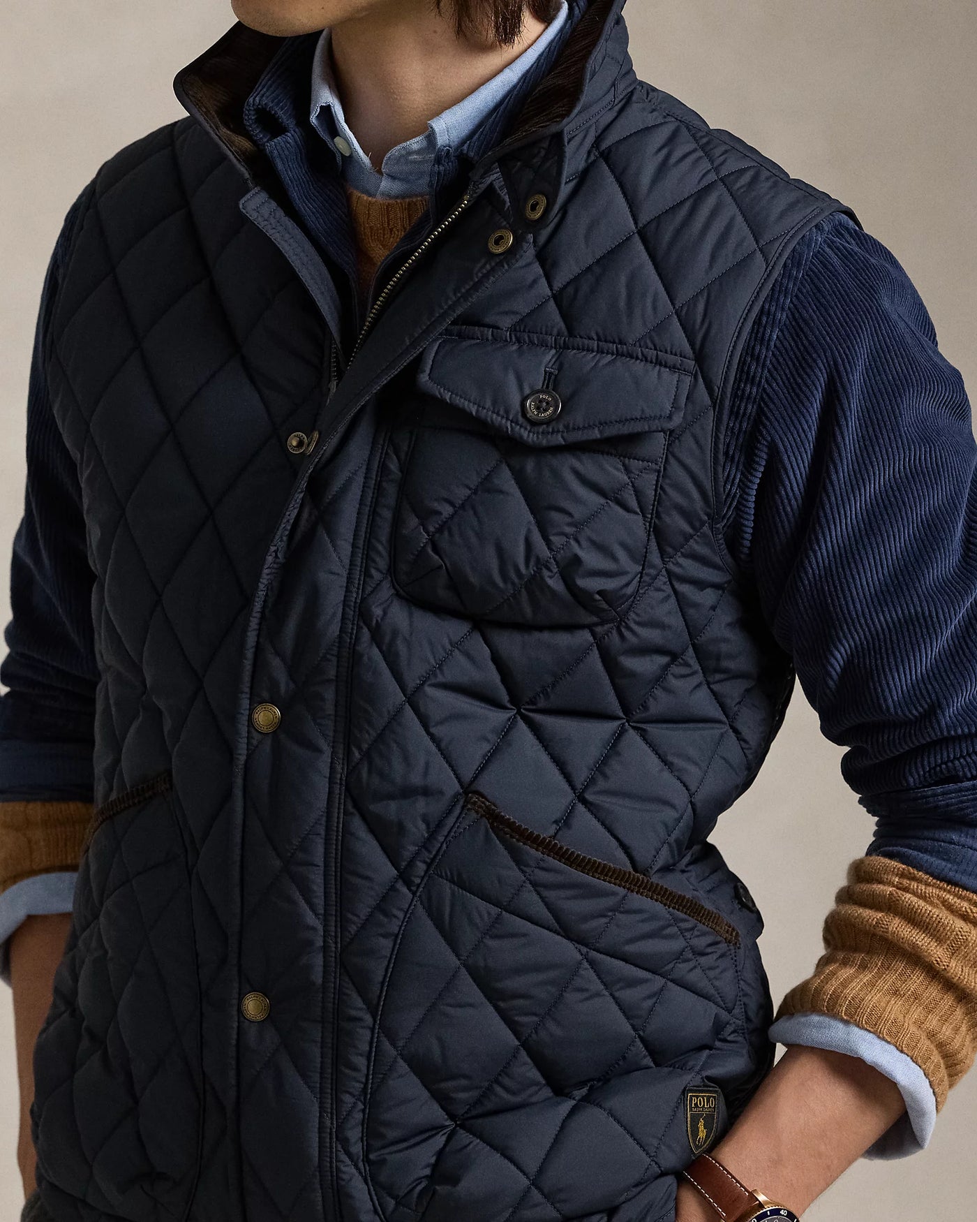 Ralph Lauren The Beaton Quilted Utility Gilet | College Navy