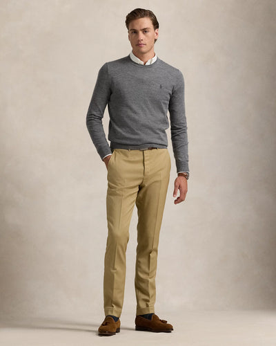 Ralph Lauren Slim Fit Washable Wool Crewneck Jumper | Grey