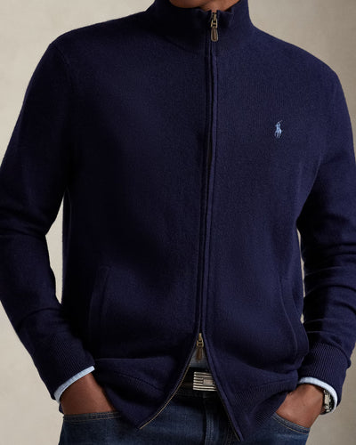 Ralph Lauren Wool Full-Zip Jumper | Hunter Navy