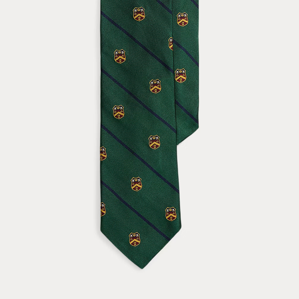 Ralph Lauren Striped Silk Repp Club Tie | Dark Green