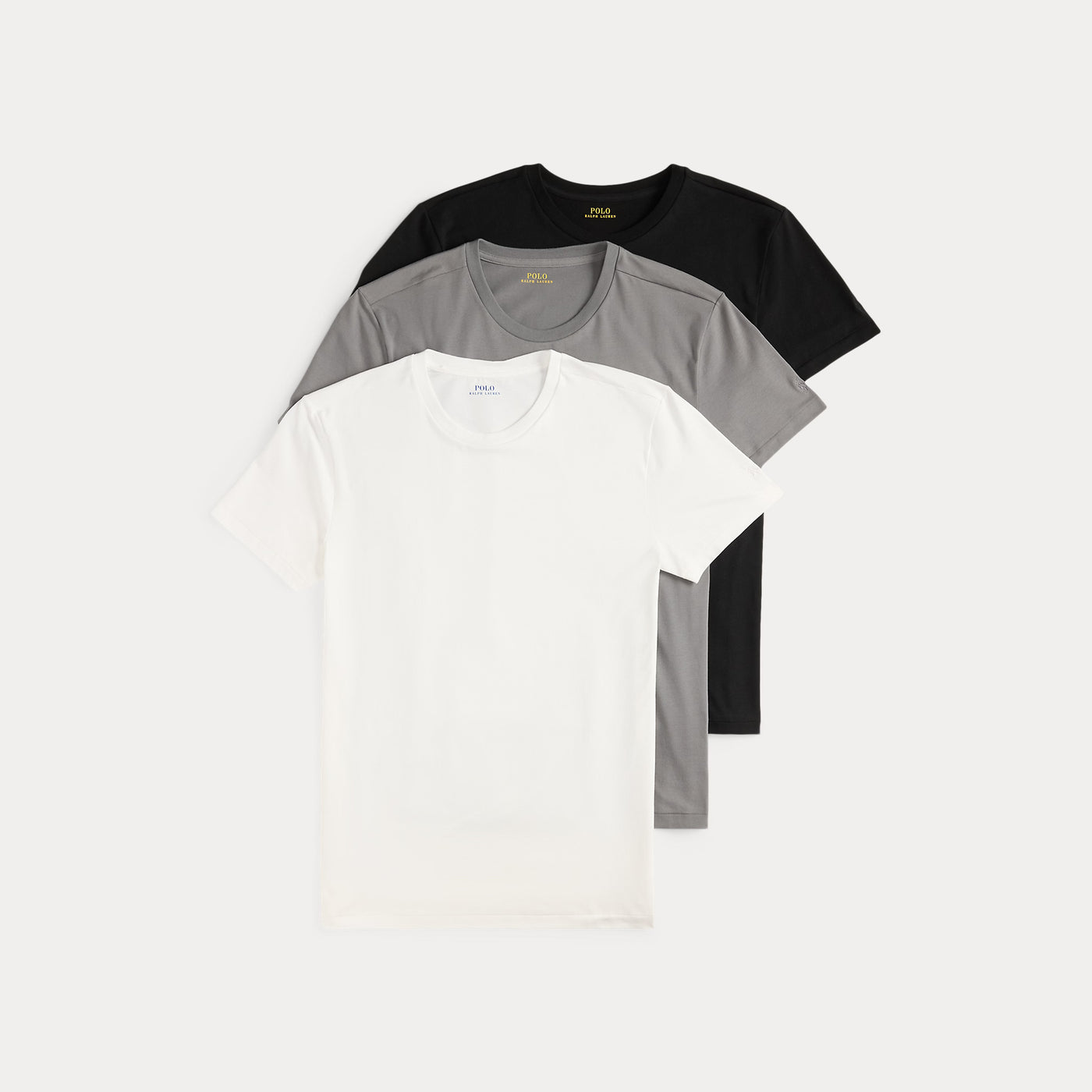 Ralph Lauren Stretch Cotton Crew Undershirt 3-Pack | Black/White/Grey