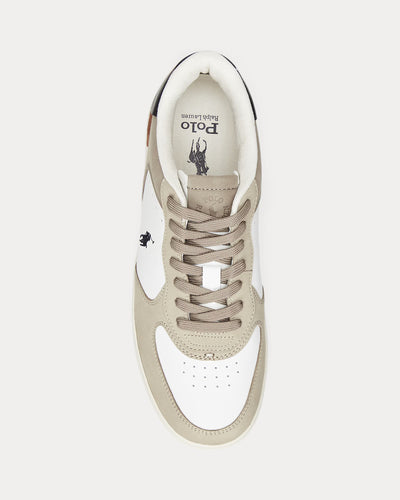 Ralph Lauren Masters Court Nubuck & Leather Trainer | White/Tonal Milkshake