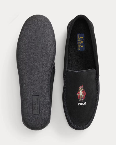 Ralph Lauren Brenan Polo Bear Suede Slipper | Black