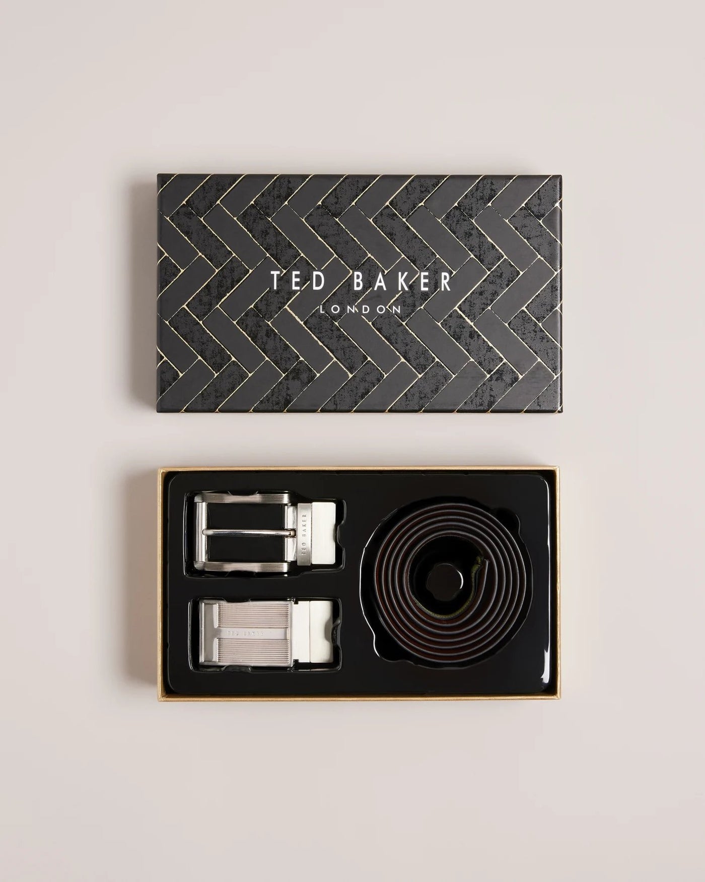 Ted Baker Newbey Belt in a Gift Box | Black/Brown