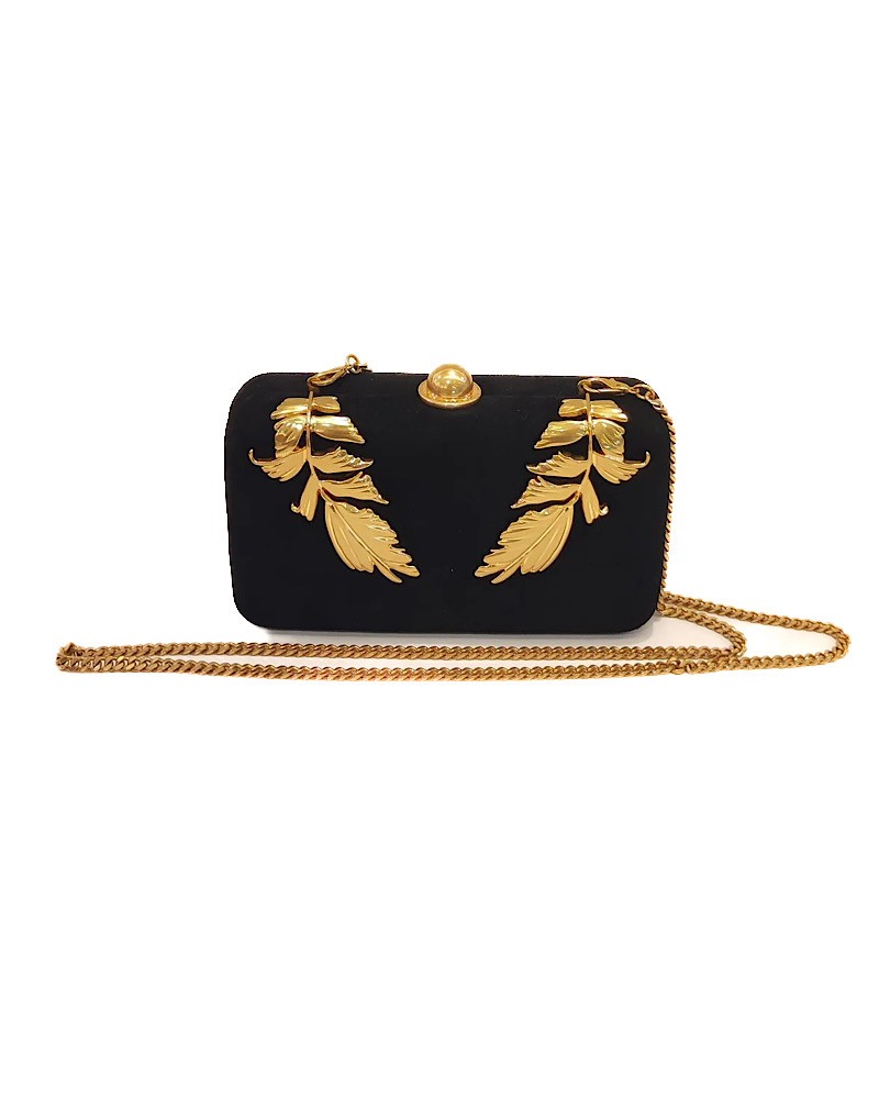 Ted Baker Leefi Leaf Detail Hardcase Clutch Bag | Black