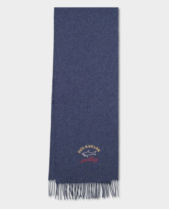 Paul & Shark Wool scarf with Embroidered Logo | Blue