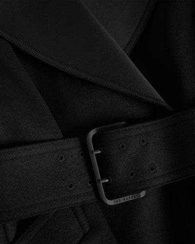 Ted Baker Hadleya Oversized Collar Belted Peacoat | Black