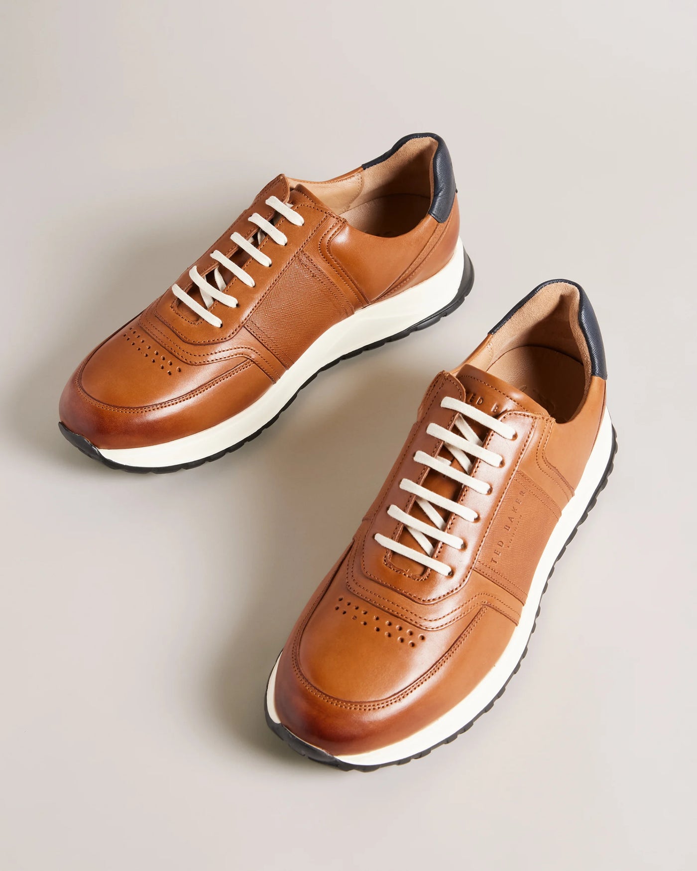 Ted Baker Frayne Saffiano Leather Trainers | Tan