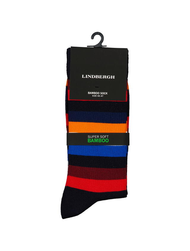 Lindbergh Striped Bamboo Socks | Blue Red Multi