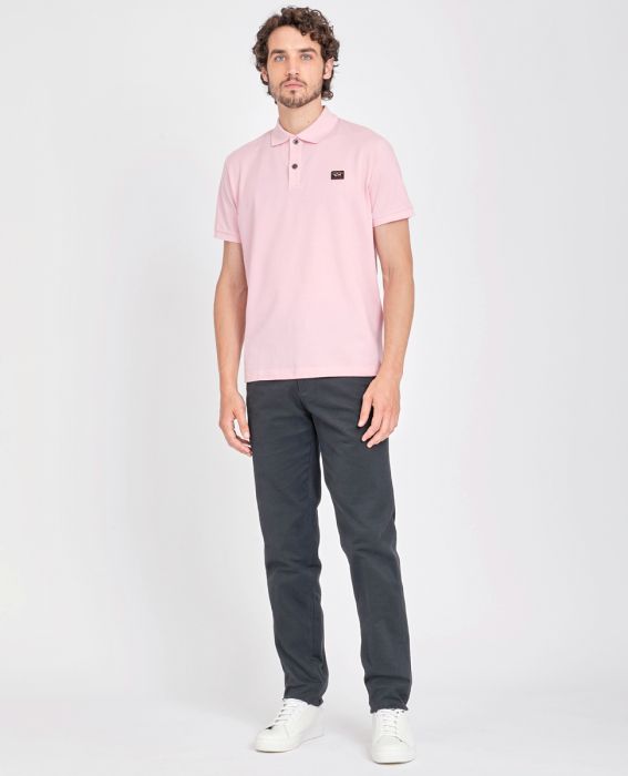 Paul & Shark Organic Cotton Piqué Polo with Iconic Badge | Pink