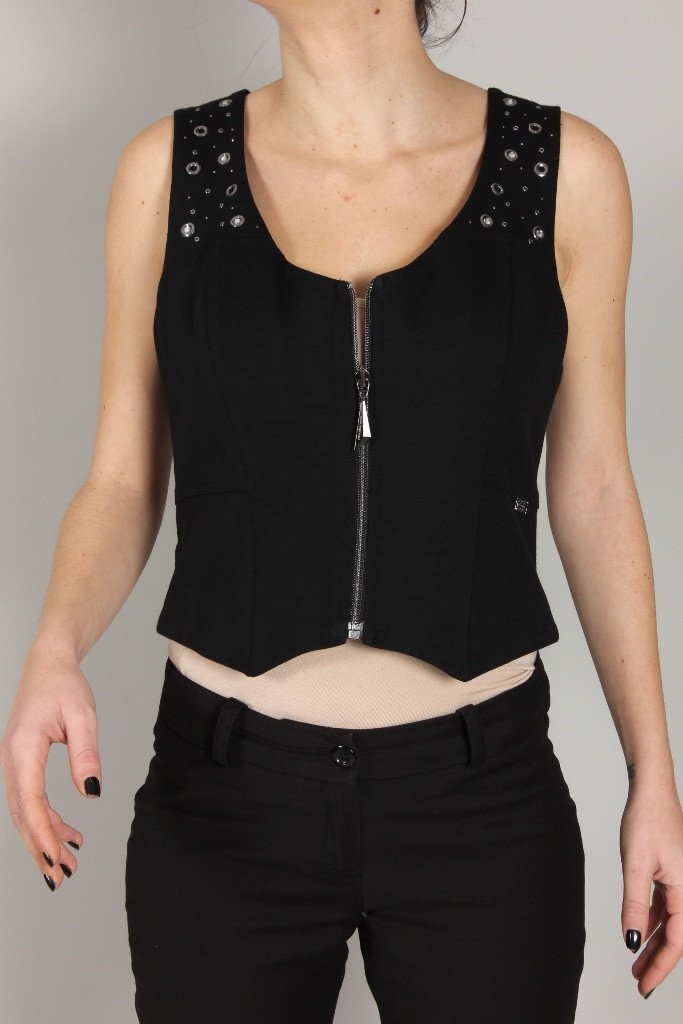 RoccoBarocco Women's Top RoccoBarocco Top Zip | BLACK