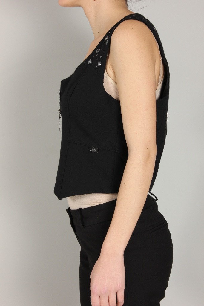 RoccoBarocco Women's Top RoccoBarocco Top Zip | BLACK