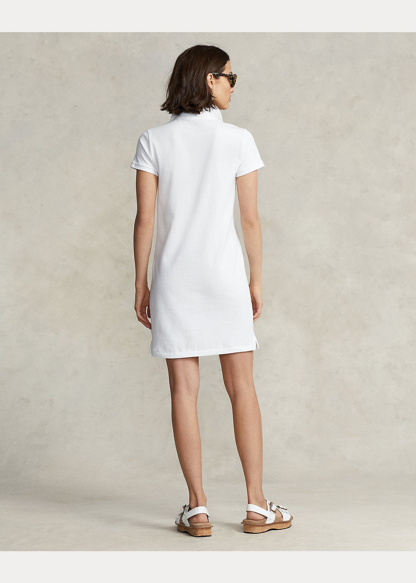 Ralph Lauren Cotton Mesh Polo Dress | White