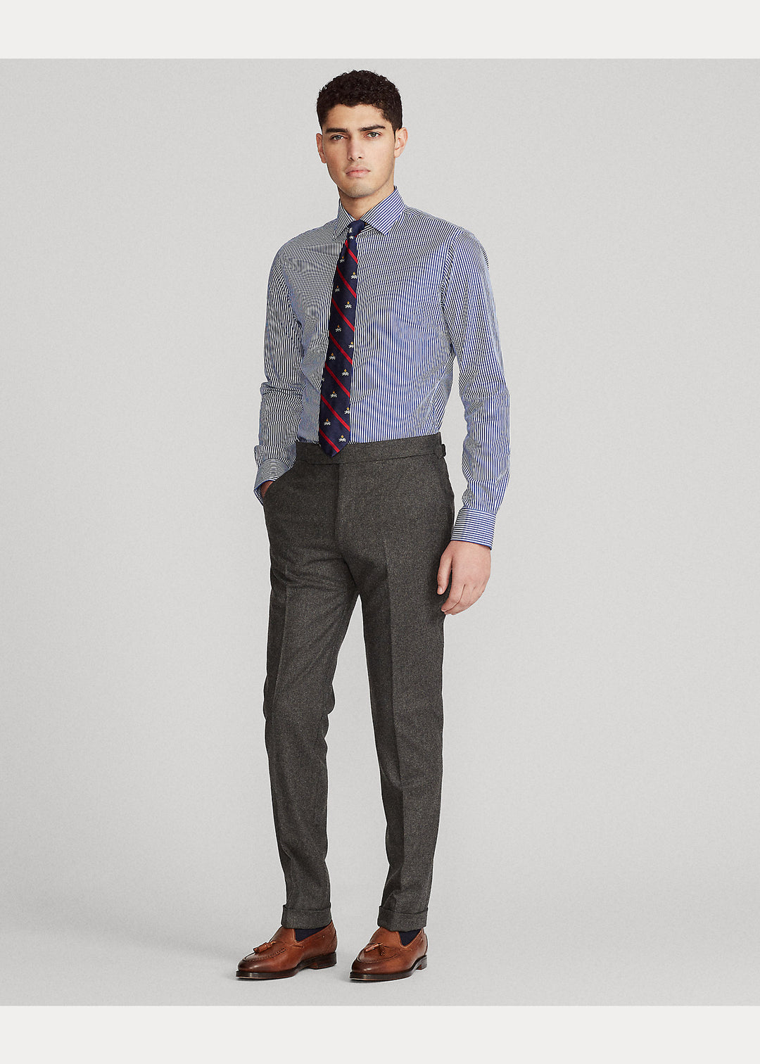 Ralph Lauren Regent Slim Fit Striped Poplin Shirt | Royal/White