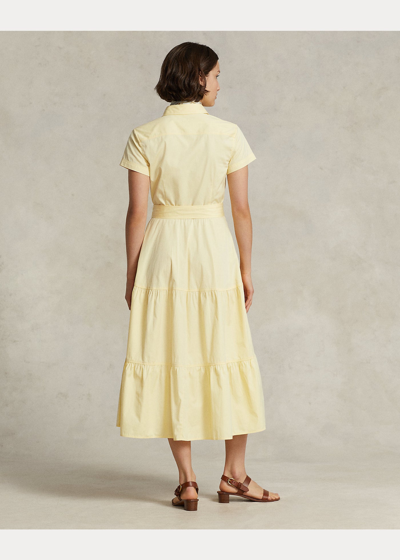Ralph Lauren Belted Tiered Cotton Shirtdress | Bird Yellow