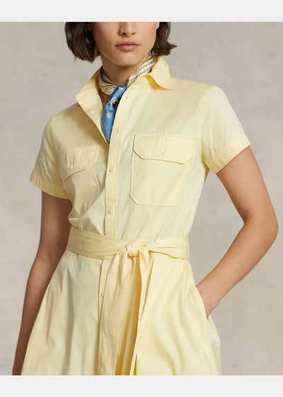 Ralph Lauren Belted Tiered Cotton Shirtdress | Bird Yellow