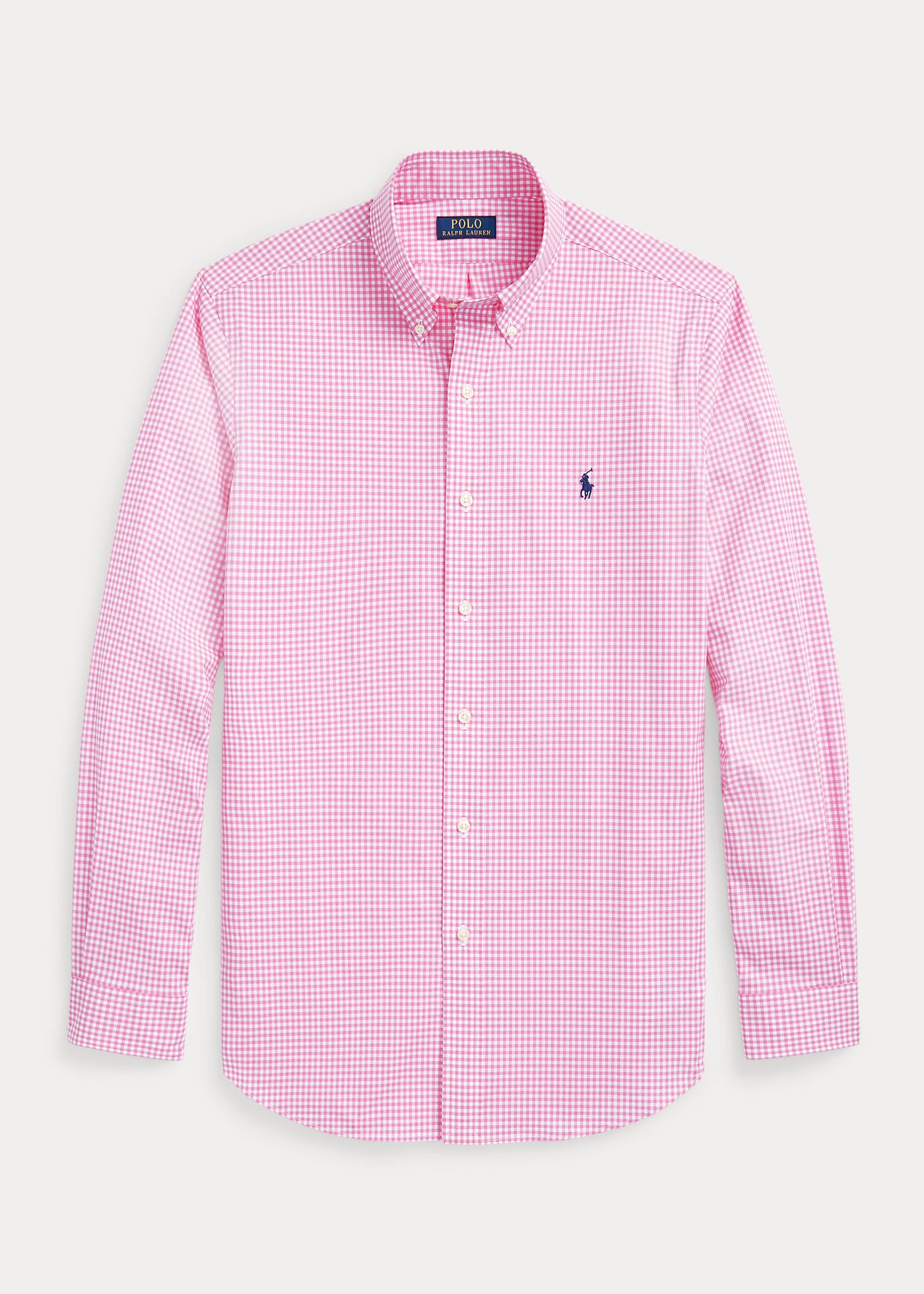Ralph Lauren Custom Fit Plaid Stretch Poplin Shirt | Resort Rose/White