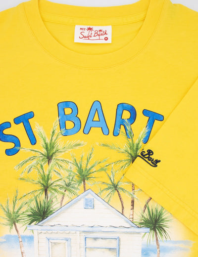 MC2 Saint Barth Cotton T-shirt with Surf Cabin Print | Yellow